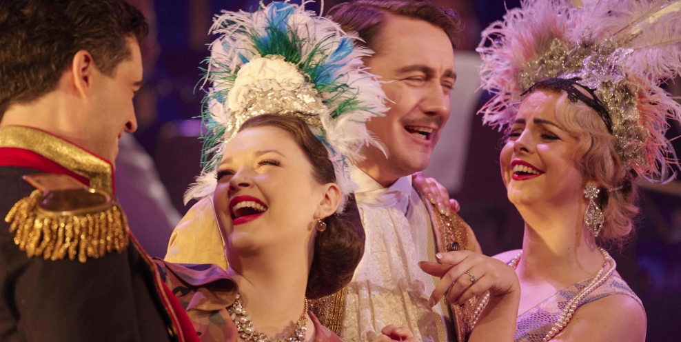 Alex Mc Kissick Eisenstein Sarah Shine Adele Seán Boylan Frank and Megan O Neill Ida in INOs Production of Die Fledermaus 2025 Photo By Ros Kavanagh